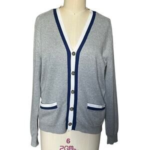Perry Ellis Gray Grandpa Academia Cardigan Collegiate Preppy Sweater Small $80